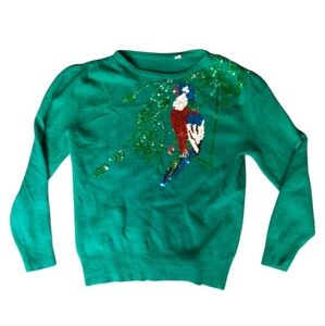 NWOT‎ Vintage Funky colorful quirky small long sleeves sequins Parrot shirt